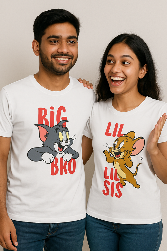 Tom & Jerry Big Bro Lil Sis Rakhi Special Combo T-Shirts – Unisex Cotton